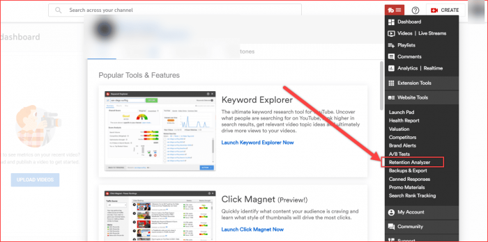 TubeBuddy リテンション アナライザーの操作方法