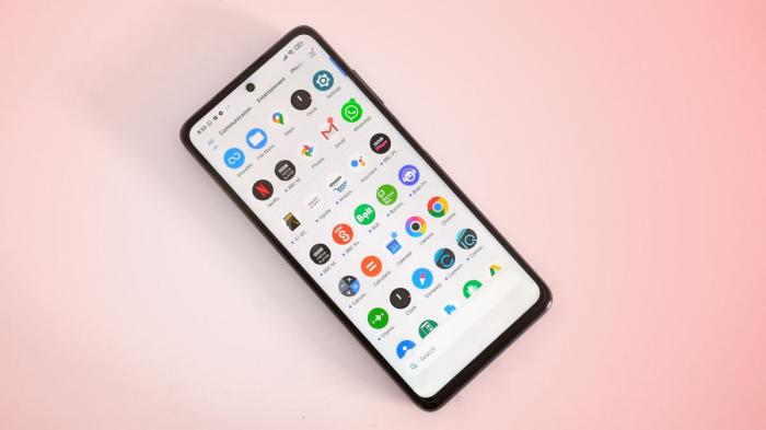 A Xiaomi Poco X3 Pro from the front, displaying the apps drawer