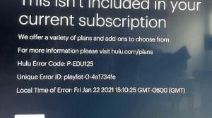 Hulu Error Code P-EDU125  Solutions